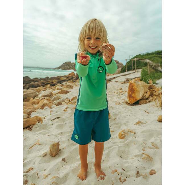 Quarter Zip Long Sleeve Rash Guard, Green