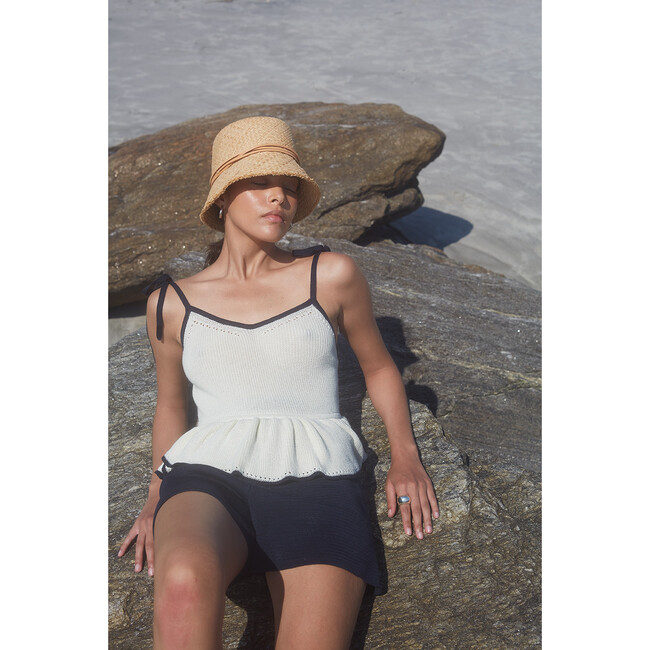 Women's Mali Cami, Ivory with Navy Tipping