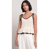 Women's Mali Cami, Ivory with Navy Tipping - Shirts - 3 - thumbnail