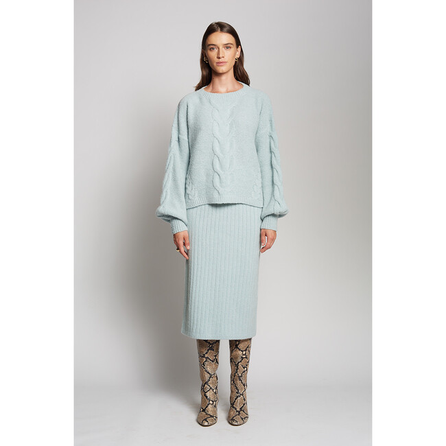 Women's Vaida Hand-Knit Feminine Blouson Sleeve Sweater, Mint - Sweaters - 4