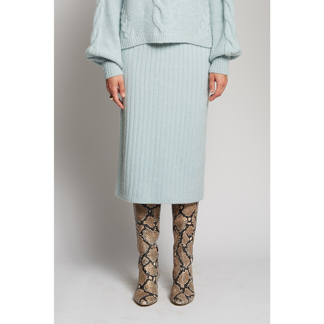 Women's Pia Flat Rib High-Waist Sweater Tube Skirt, Mint