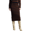 Women's Pia Striped Elastic Waistband Pull-On Tube Skirt, Black & Cocoa - Skirts - 2 - thumbnail