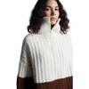 Women's Uma Color-Block Ribbed Drop Shoulder Half-Zip Poncho, Ivory & Cocoa - Sweaters - 4 - thumbnail