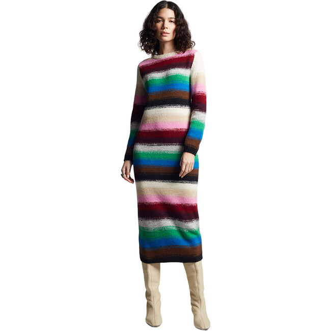 Women's Lydia Jersey Ribbed Crew Neck Long Sleeve Dress, Multicolors