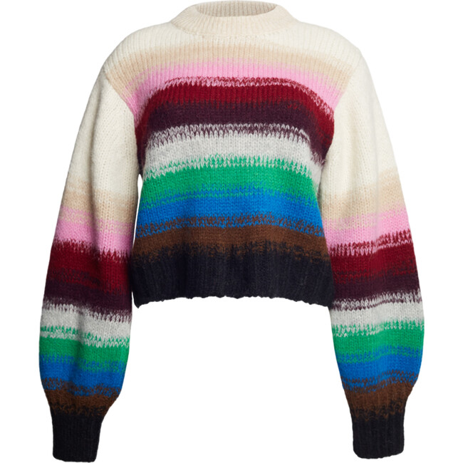Women's Haley Jersey Crew Neck Blouson Sleeve Crop Sweater, Multicolors