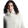 Women's Uma Color-Block Ribbed Drop Shoulder Half-Zip Poncho, Ivory & Cocoa - Sweaters - 5 - thumbnail