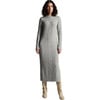 Women's Lora Ribbed Hem Long Sleeve Cable Knit Sweater Dress, Pale Grey - Dresses - 2 - thumbnail
