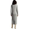 Women's Lora Ribbed Hem Long Sleeve Cable Knit Sweater Dress, Pale Grey - Dresses - 3 - thumbnail