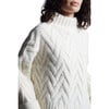 Women's Mae Funnel Neck Long Sleeve Cable Knit Sweater, Ivory - Sweaters - 5 - thumbnail