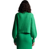 Women's Becca Crew Neck Blouson Sleeve Button-Up Cardigan, Emerald - Cardigans - 3 - thumbnail
