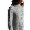 Women's Lora Ribbed Hem Long Sleeve Cable Knit Sweater Dress, Pale Grey - Dresses - 5 - thumbnail