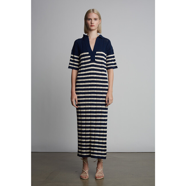 Emmie Stripe Dress, Navy/Ivory Stripe