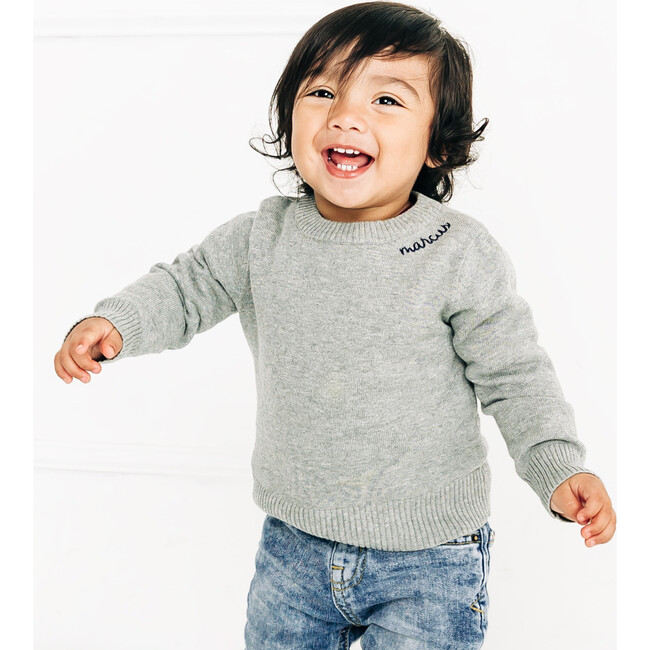 Custom Embroidered Crewneck Sweater, Grey