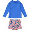 UPF50+ Sustainable Long Sleeve Rashguard & Short Set, Tropicana Vacay - Two Pieces - 1 - thumbnail