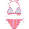 UPF50+ Sustainable Halter Neck Tie Front & Bottom Triangle Bikini, Stripy Sunset - Two Pieces - 2 - thumbnail