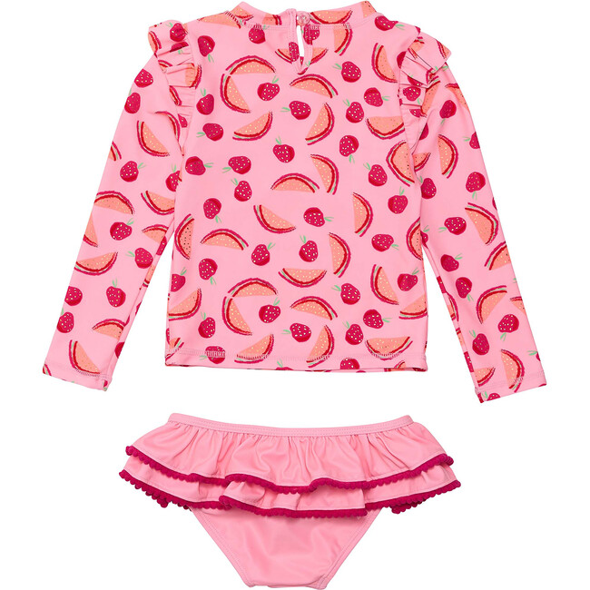 UPF50+ Long Sleeve Ruffle Set, Berry Sweet