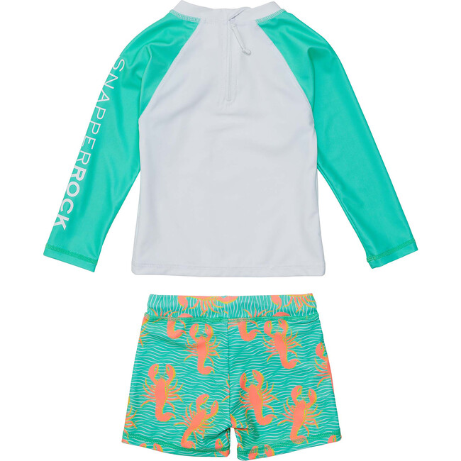UPF50+ Contrast Long Sleeve Rashguard & Short Set, Ocean Clawed