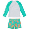 UPF50+ Contrast Long Sleeve Rashguard & Short Set, Ocean Clawed - Two Pieces - 2