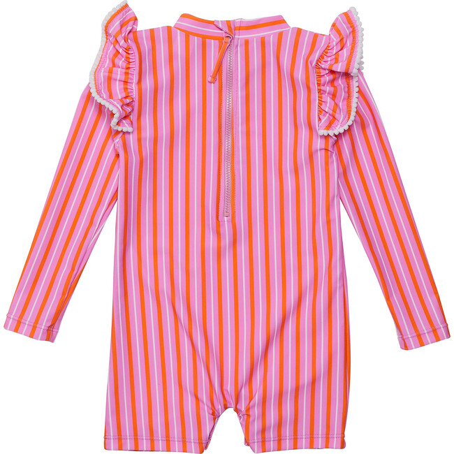 Sustainable Long Sleeve Sunsuit, Stripy Sunset
