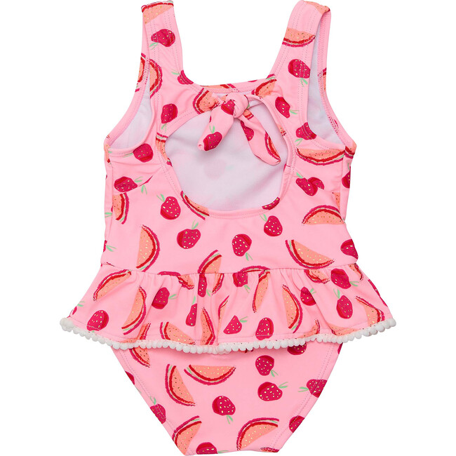 Sleeveless Ruffle Waist Skirt Swimsuit, Berry Sweet