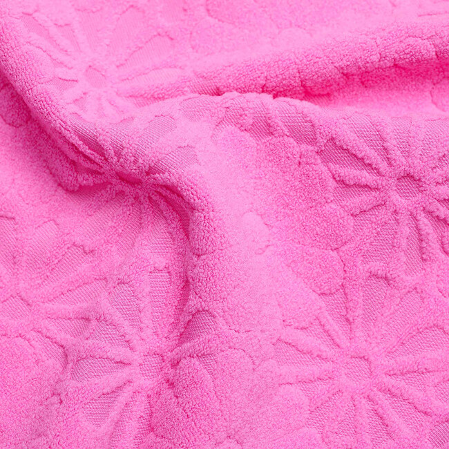 Plush Terry High Neck Long Sleeve Surf Suit, Bubblegum Bloom