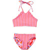 Sustainable Reversible Halter Tie Neck Bikini, Blooming Sunset - Two Pieces - 3 - thumbnail