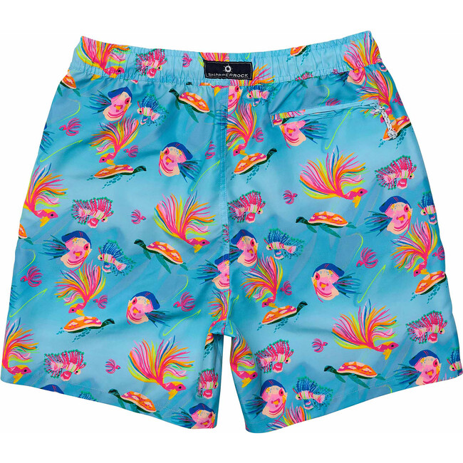 Men's Sustainable Comfort Lined Drawstring Swim Short, Kaleido Fish