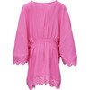 Eyelet Scaloped Trim Waist Tie Beach Cover Up, Bubble Gum - Cover-Ups - 2 - thumbnail