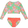 UPF50+ Sustainable Reversible Crop Long Sleeve UPF50+ Rashguard & Bottom Set, Coastal Shells - Two Pieces - 1 - thumbnail