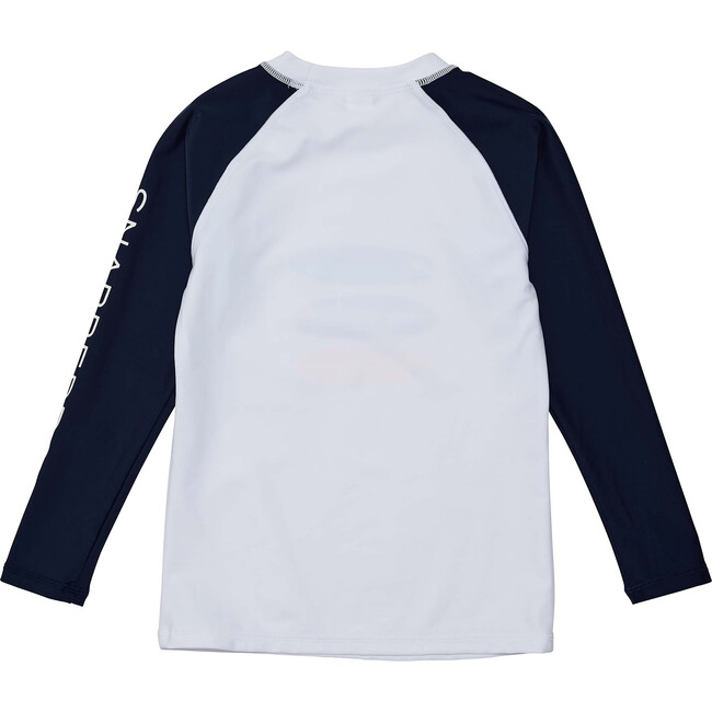 Crew Neck Contrast Long Raglan Sleeve Rashgaurd, Wave Break