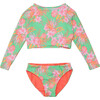 UPF50+ Sustainable Reversible Crop Long Sleeve UPF50+ Rashguard & Bottom Set, Coastal Shells - Two Pieces - 2