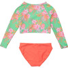 UPF50+ Sustainable Reversible Crop Long Sleeve UPF50+ Rashguard & Bottom Set, Coastal Shells - Two Pieces - 3