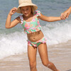 UPF50+ Sustainable Scoop Neck Frilled Crop Bikini, Coastal Shells - Two Pieces - 3 - thumbnail
