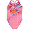 UPF50+ Sustainable Reversible Halter X-Back Swimsuit, Blooming Sunset - One Pieces - 4 - thumbnail