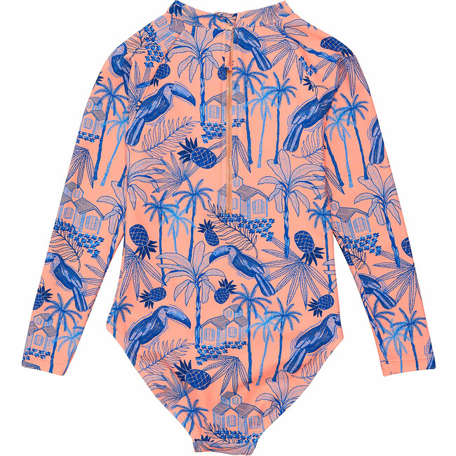 Sustainable High Neck Long Sleeve Surf Suit, Tropicana Vacay