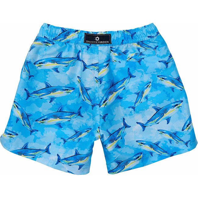 Sustainable Comfort Lined Drawstring Swim Short, Jawsome Waves