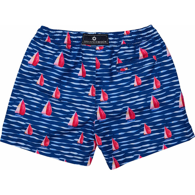 Sustainable Comfort Lined Drawstring Swim Short, Sailboat Rock