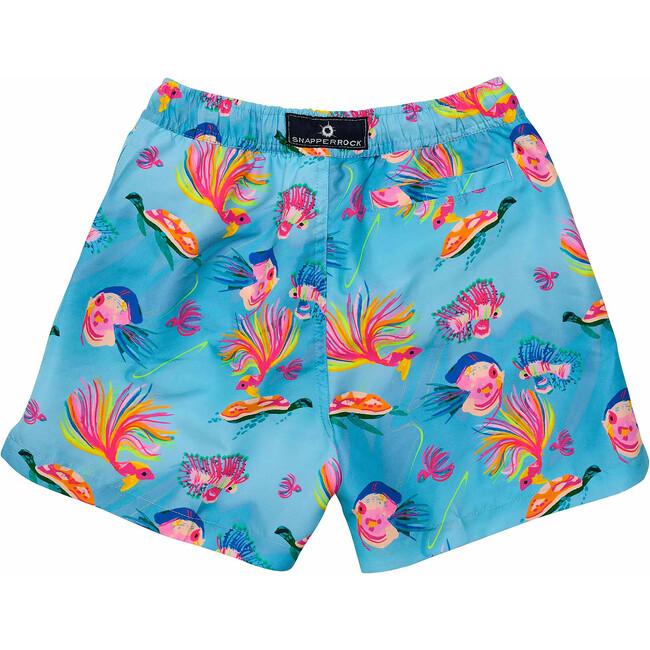 Sustainable Comfort Lined Drawstring Swim Short, Kaleido Fish