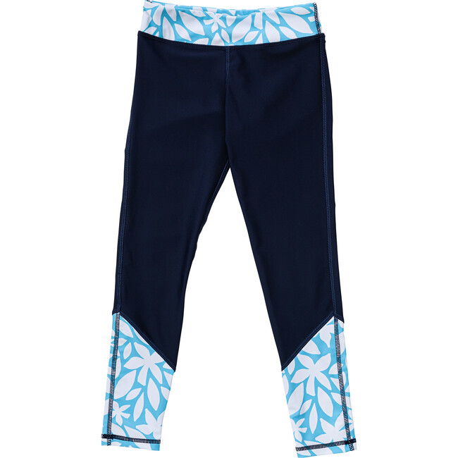 Sustainable Swim Leggings, Aqua Bloom - Leggings - 1