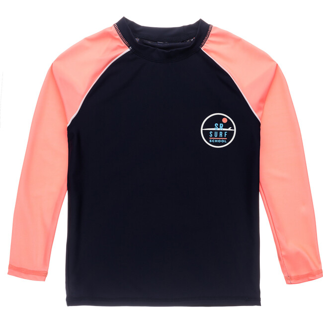 Surf School LS Rash Top, Navy Coral