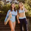 Sustainable Swim Leggings, Aqua Bloom - Leggings - 2 - thumbnail