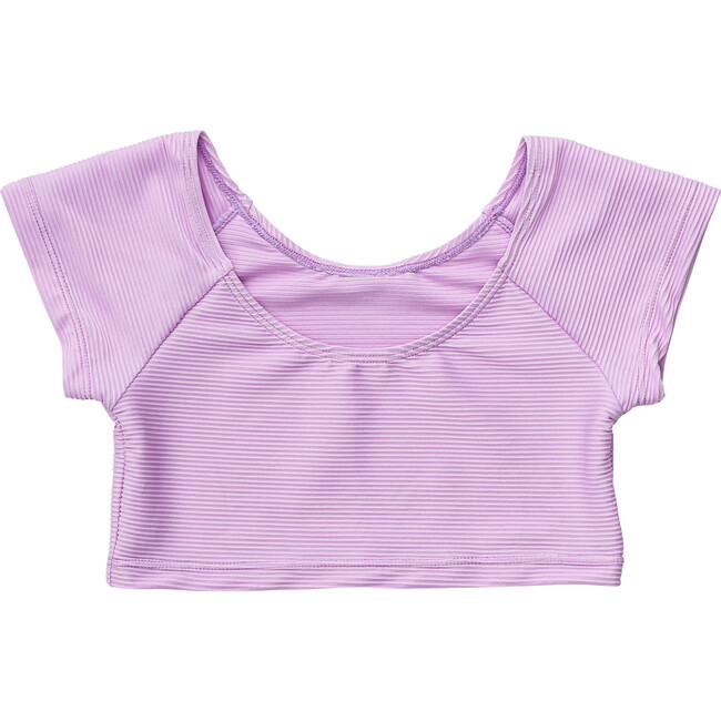 Rib Crop Short Sleeve Rash Top, Lavender