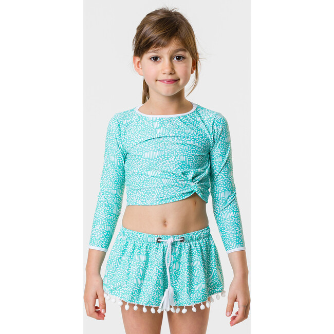 Spot Long Sleeve Wrap Crop Topm, Spearmint