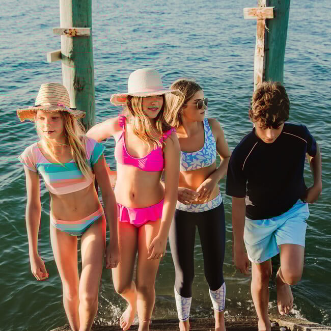 Sustainable Swim Leggings, Aqua Bloom - Leggings - 5