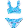 Santorini Blue Frill Crop Bikini - Two Pieces - 1 - thumbnail