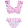 Pink Sea Frilled Crop Bikini - Two Pieces - 1 - thumbnail