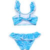 Santorini Blue Frill Crop Bikini - Two Pieces - 3 - thumbnail