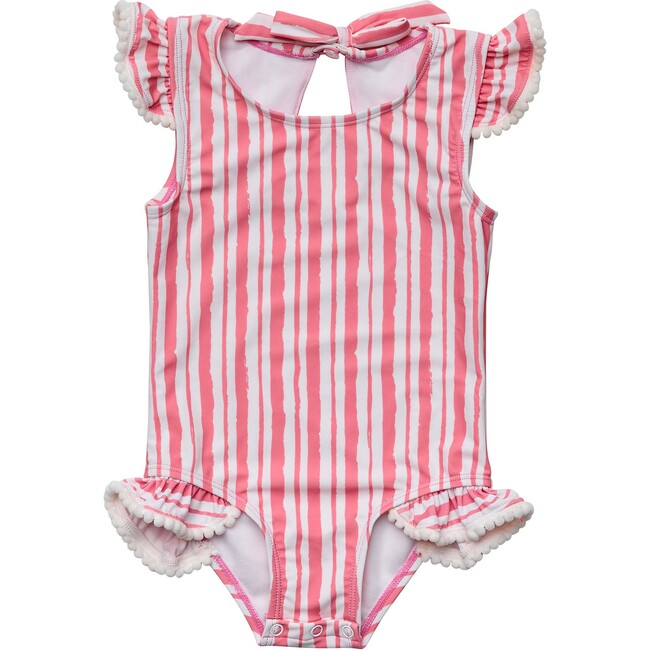 Paradise Stripe Sustainable Frill Swimsuit - One Pieces - 1