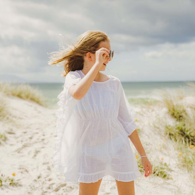 White Frilled Cover Up