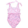 Pink Sea Shoulder Tie Swimsuit - One Pieces - 3 - thumbnail